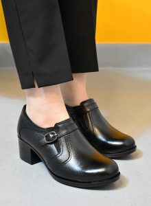 کفش زنانه چرم طبیعی برند سهیل مشکی مدل مونیکا