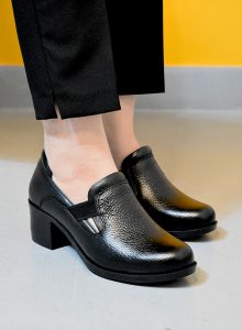 کفش زنانه چرم طبیعی برند سهیل مشکی مدل پارمیس