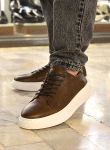 کفش مردانه چرم طبیعی برند پانوپا قهوه ای