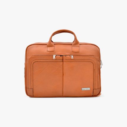 کیف اداری تمام چرم طبیعی برند چنار مدل aka عسلی