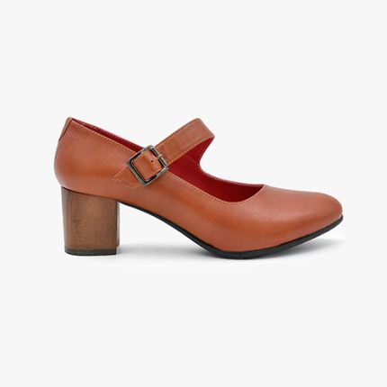 کفش زنانه چرم طبیعی برند AGM عسلی کد ۵۵