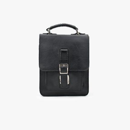 کیف دوشی مردانه چرم طبیعی برند چنار مدل قفلی مشکی