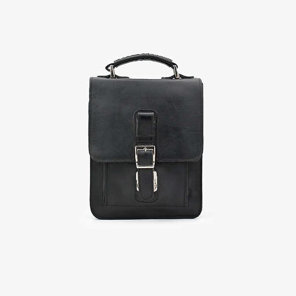 _DSC0440 کیف دوشی مردانه چرم طبیعی برند چنار مدل قفلی مشکی