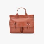 کیف اداری تمام چرم طبیعی برند چنار مدل دو جیب عسلی