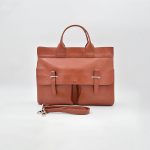 کیف اداری تمام چرم طبیعی برند چنار مدل دو جیب عسلی