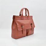 کیف اداری تمام چرم طبیعی برند چنار مدل دو جیب عسلی