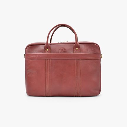 کیف اداری تمام چرم طبیعی برند چنار مدل دو جیب عنابی