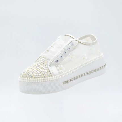 کتونی عروس لژدار سفید برند آنا کد ۳۱۲